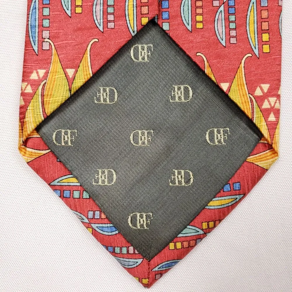 Daniel De Fasson‎ Designer Tie - Abstract Geometric Print Bold Colors Silk Men